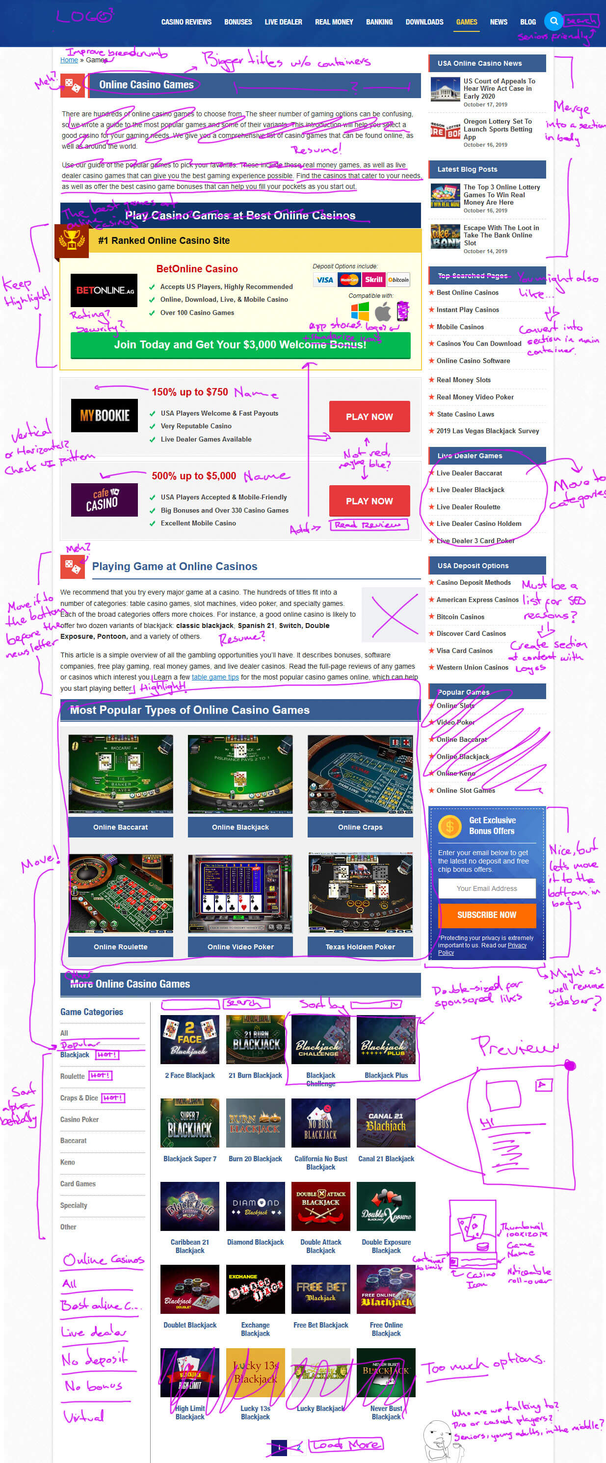 Casino games gallery notes on the former design