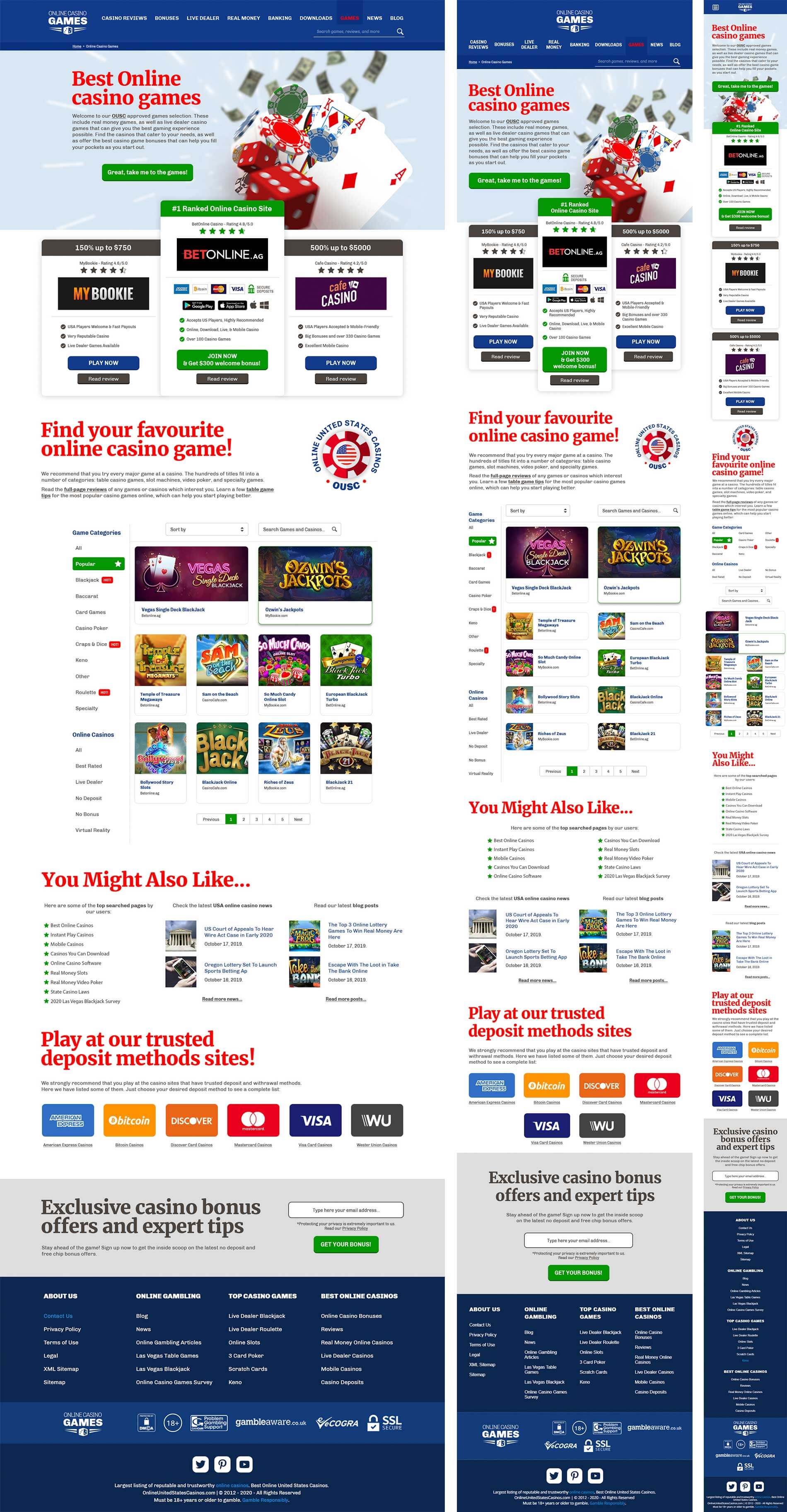 Casino games gallery responsive design